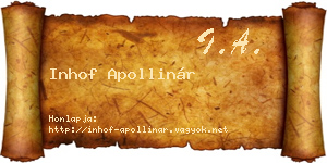 Inhof Apollinár névjegykártya